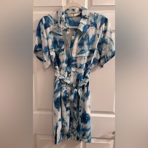 Marie Oliver Watercolor Brushstroke Shirtdress